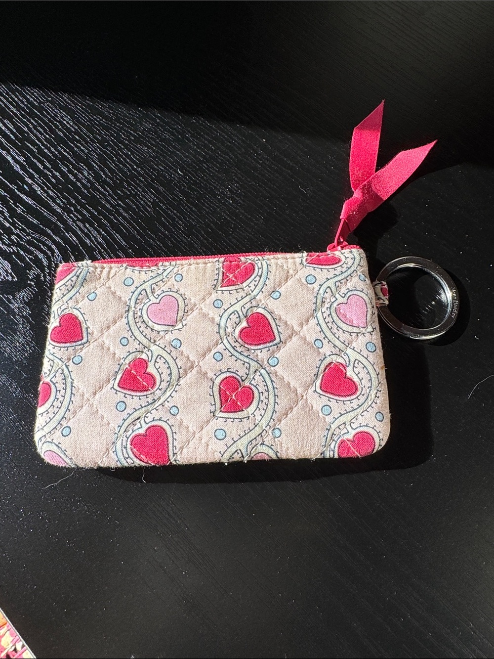 Vera Bradley Pink Heart Quilted Key & Card Holder